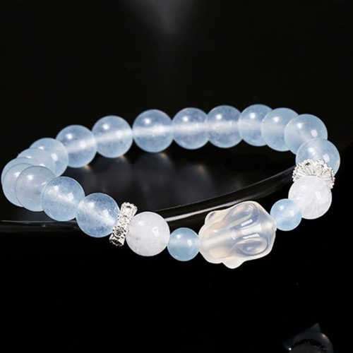 Blue Chalcedony White Agate Rabbit Balance Bracelet Blue Chalcedony White Agate Rabbit Balance Bracelet