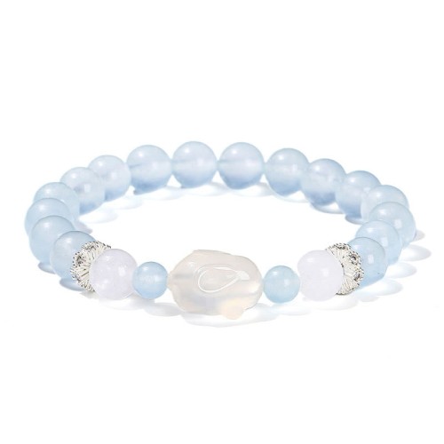 Blue Chalcedony White Agate Rabbit Balance Bracelet Blue Chalcedony White Agate Rabbit Balance Bracelet