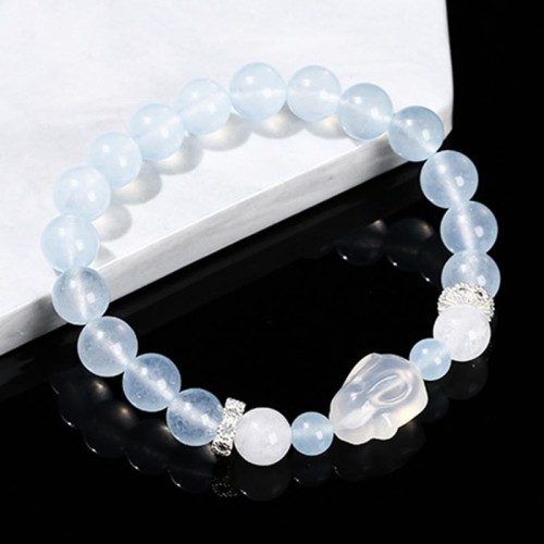 Blue Chalcedony White Agate Rabbit Balance Bracelet Blue Chalcedony White Agate Rabbit Balance Bracelet