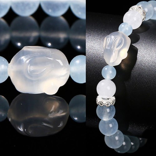 Blue Chalcedony White Agate Rabbit Balance Bracelet Blue Chalcedony White Agate Rabbit Balance Bracelet