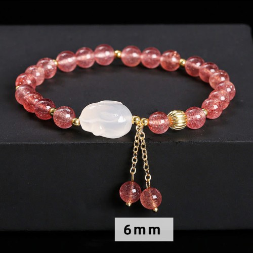 Strawberry Quartz Agate Rabbit Healing Bracelet