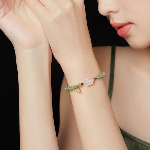 Hetian Jade Agate Rabbit Copper Coin Luck Bracelet