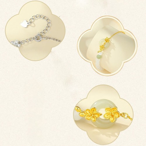 999 Silver Hetian Jade Peach Blossom Luck Bracelet 999 Silver Hetian Jade Peach Blossom Luck Bracelet