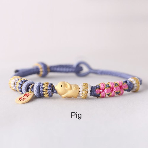 Chinese Zodiac Fu Luck Rope Braided Bracelet