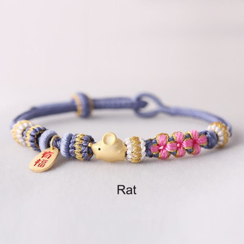 Chinese Zodiac Fu Luck Rope Braided Bracelet