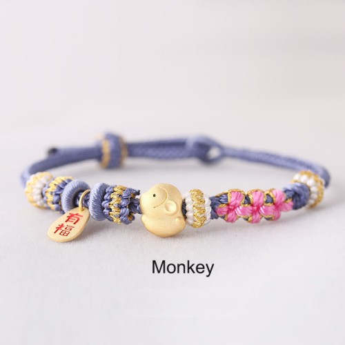 Chinese Zodiac Fu Luck Rope Braided Bracelet