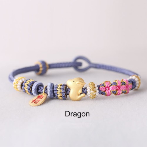 Chinese Zodiac Fu Luck Rope Braided Bracelet