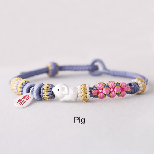 Chinese Zodiac Fu Luck Rope Braided Bracelet