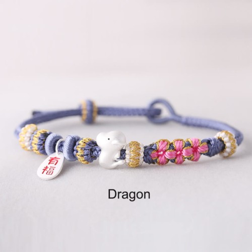 Chinese Zodiac Fu Luck Rope Braided Bracelet