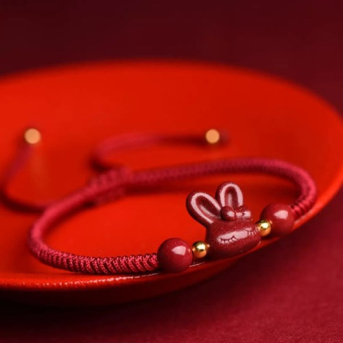 Cinnabar Chinese Zodiac Rabbit Luck Rope Bracelet