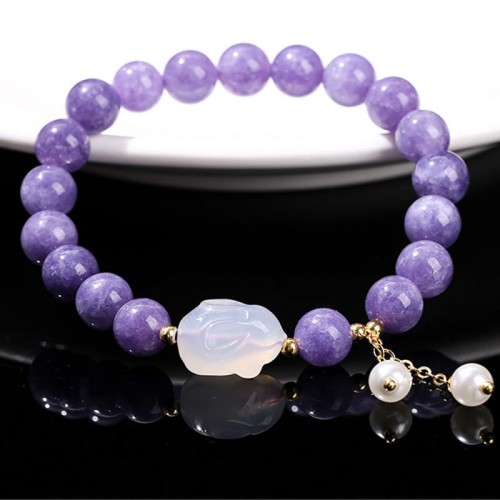 Purple Chalcedony Rabbit Healing Bracelet Purple Chalcedony Rabbit Healing Bracelet
