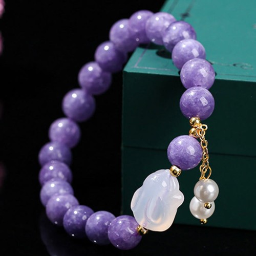 Purple Chalcedony Rabbit Healing Bracelet Purple Chalcedony Rabbit Healing Bracelet