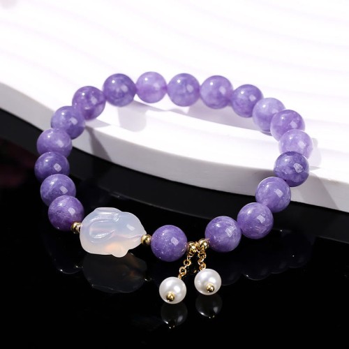 Purple Chalcedony Rabbit Healing Bracelet Purple Chalcedony Rabbit Healing Bracelet