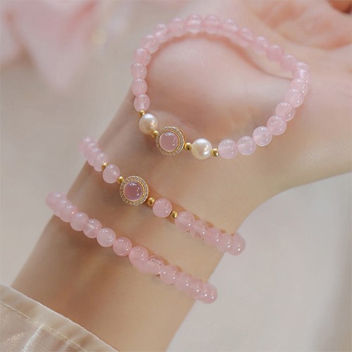 Pink Crystal Pearl Warmth Bracelet