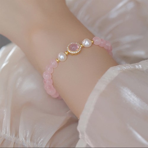Pink Crystal Pearl Warmth Bracelet