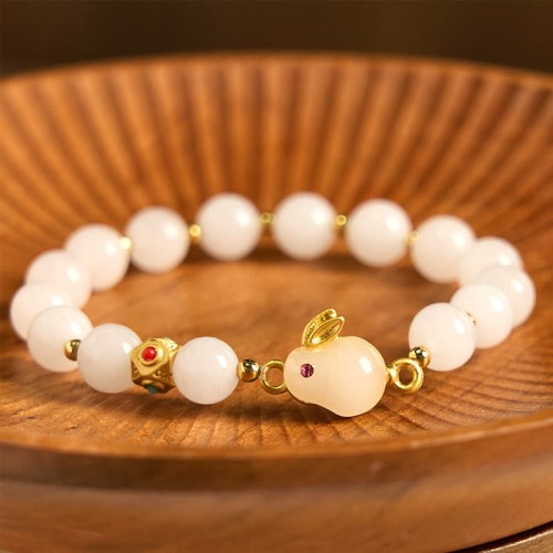 Golden Silk Jade Rabbit Luck Bracelet