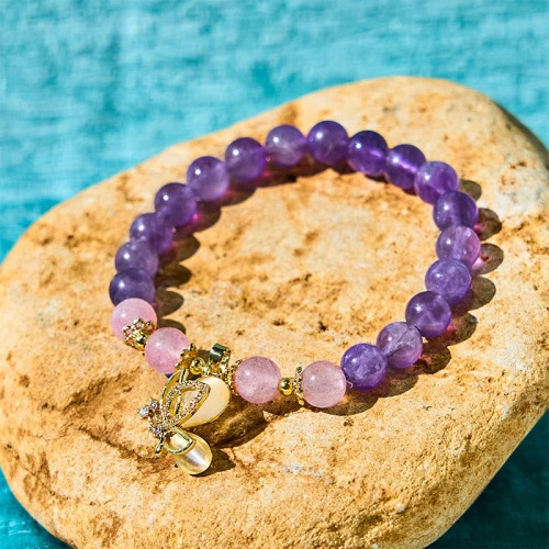Amethyst Strawberry Quartz Butterfly Healing Bracelet Amethyst Strawberry Quartz Butterfly Healing Bracelet