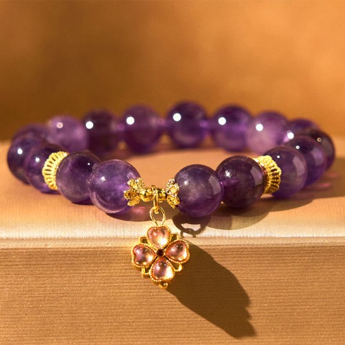 Amethyst Four Leaf Clover Communication Bracelet Amethyst Four Leaf Clover Communication Bracelet
