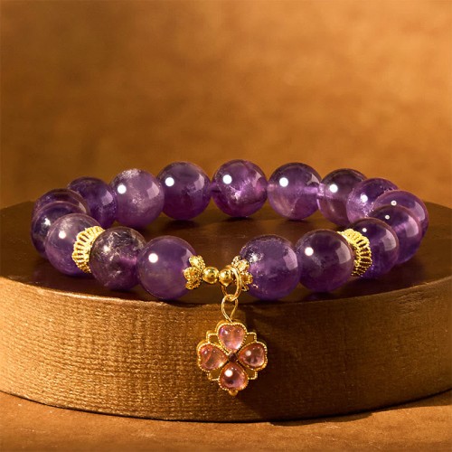 Amethyst Four Leaf Clover Communication Bracelet Amethyst Four Leaf Clover Communication Bracelet