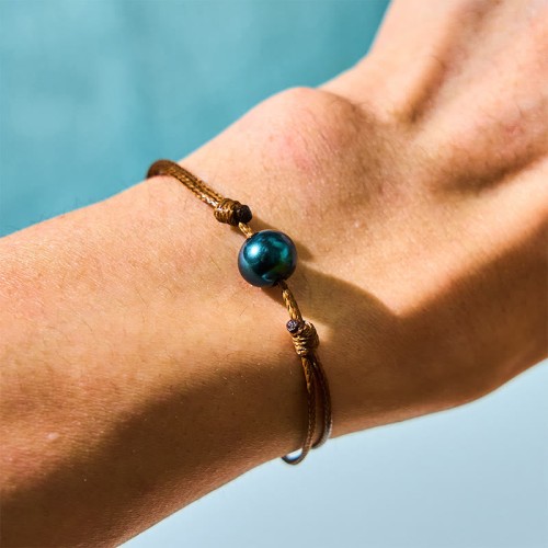 Tahitian Black Pearl Wax Rope Healing Bracelet Tahitian Black Pearl Wax Rope Healing Bracelet
