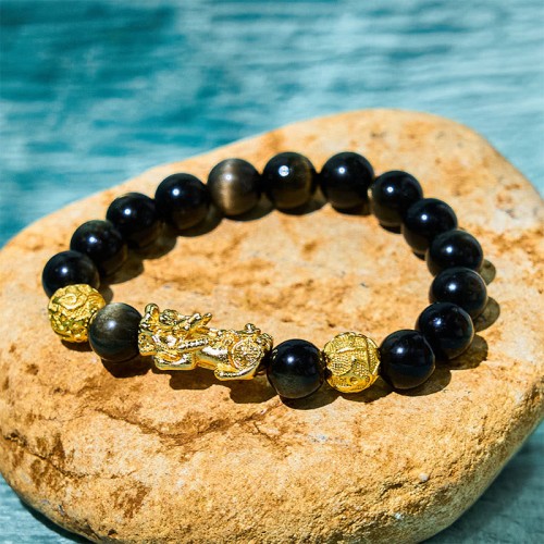 Gold Sheen Obsidian PiXiu Wealth Bracelet Gold Sheen Obsidian PiXiu Wealth Bracelet