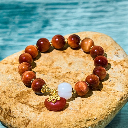 Red Tiger Eye Pumpkin Calm Bracelet