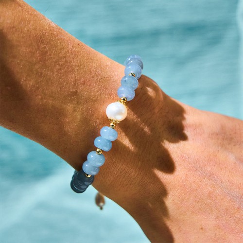 Aquamarine Pearl Shell Healing Bracelet Aquamarine Pearl Shell Healing Bracelet