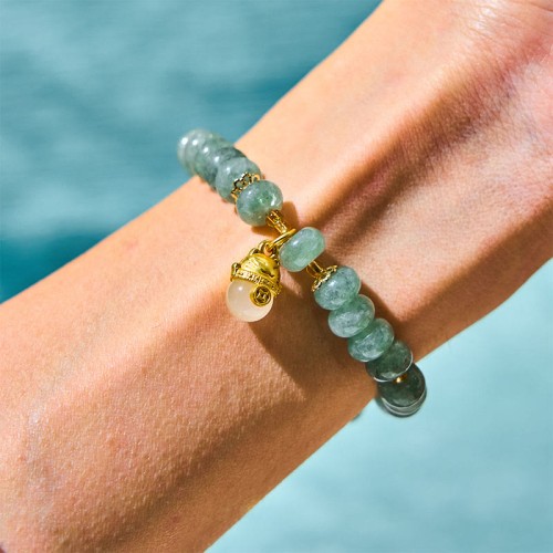 Strawberry Quartz Cyan Jade Lucky Cat Bracelet Strawberry Quartz Cyan Jade Lucky Cat Bracelet