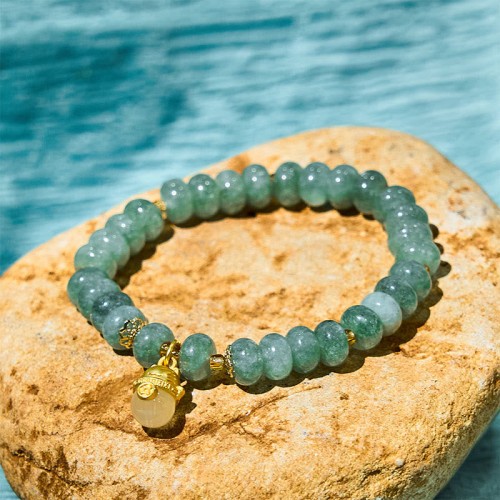 Strawberry Quartz Cyan Jade Lucky Cat Bracelet Strawberry Quartz Cyan Jade Lucky Cat Bracelet