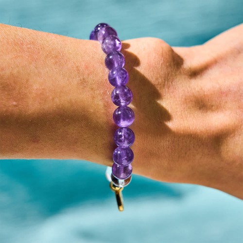 Amethyst White Crystal Flower Healing Bracelet Amethyst White Crystal Flower Healing Bracelet