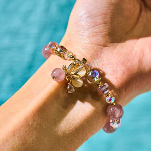 Strawberry Quartz Butterfly Healing Bracelet
