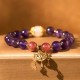 Amethyst Strawberry Quartz Peace Lock Bracelet Amethyst Strawberry Quartz Peace Lock Bracelet