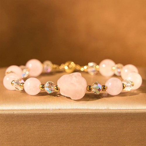 Rose Quartz Rabbit Healing Chain Bracelet