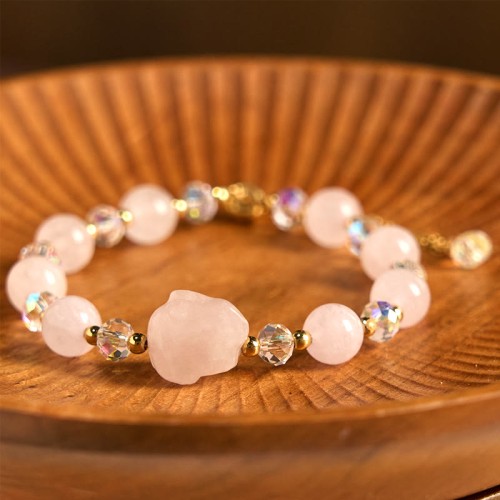 Rose Quartz Rabbit Healing Chain Bracelet
