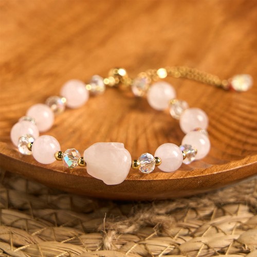 Rose Quartz Rabbit Healing Chain Bracelet