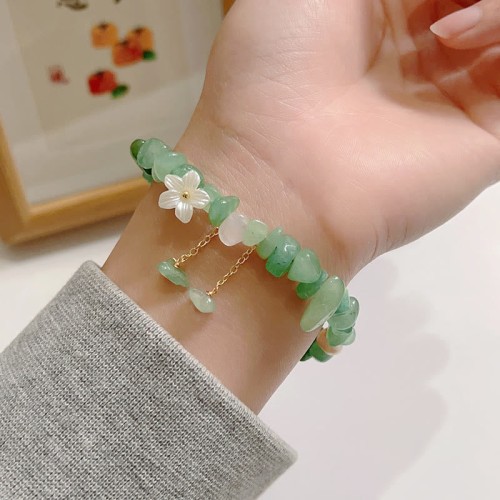 Strawberry Quartz Green Super Seven Flower Bracelet