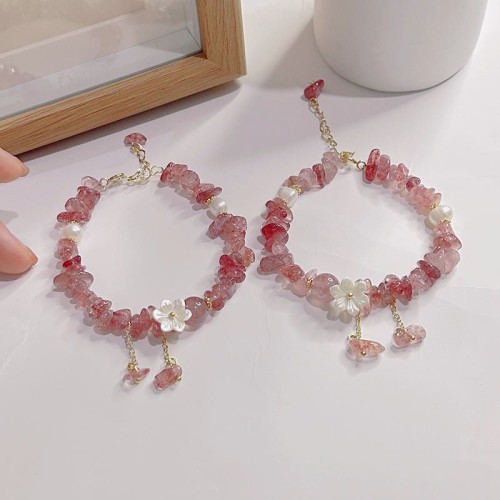 Strawberry Quartz Green Super Seven Flower Bracelet
