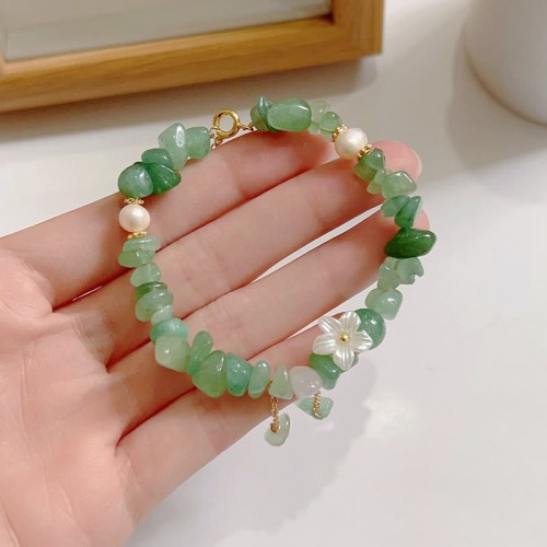 Strawberry Quartz Green Super Seven Flower Bracelet