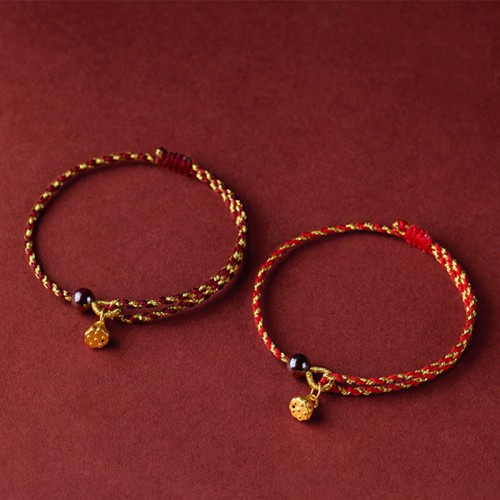 Red Gold Rope Lotus Peace Bracelet Red Gold Rope Lotus Peace Bracelet