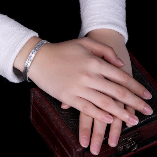 999 Sterling Silver Heart Sutra Protection Bracelet 999 Sterling Silver Heart Sutra Protection Bracelet