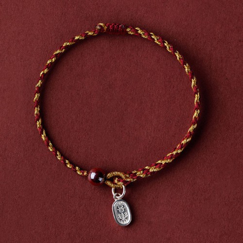 Red Gold Rope Lotus Peace Bracelet Red Gold Rope Lotus Peace Bracelet