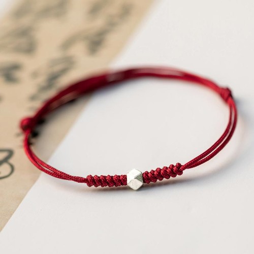 925 Silver Luck Bead Red String Braided Bracelet 925 Silver Luck Bead Red String Braided Bracelet