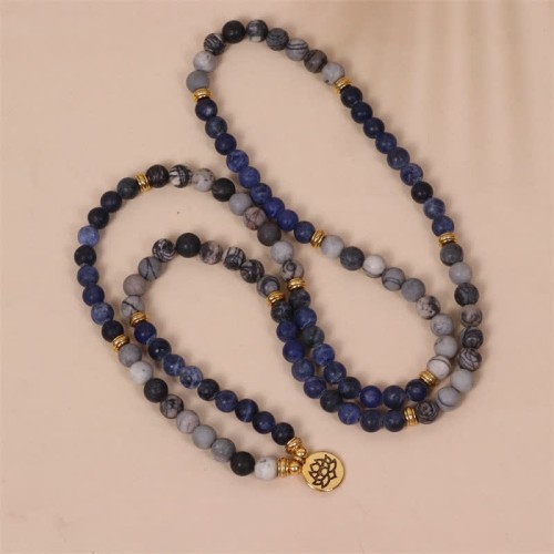 108 Mala Beads Sodalite Zebra Jasper Bracelet 108 Mala Beads Sodalite Zebra Jasper Bracelet