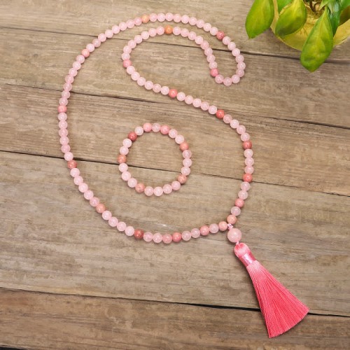 108 Mala Pink Crystal Love Tassel Bracelet 108 Mala Pink Crystal Love Tassel Bracelet