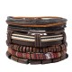 Hemp Cord Wood Beads Leather Bracelet Hemp Cord Wood Beads Leather Bracelet