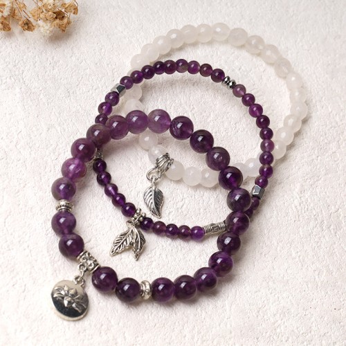 3PCS Natural Quartz Crystal Lotus Healing Bracelet 3PCS Natural Quartz Crystal Lotus Healing Bracelet