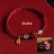 Cinnabar Chinese Zodiac Hetian Jade Bracelet