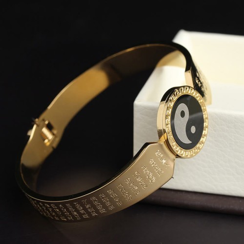 Yin Yang Lotus Om Mani Padme Hum Titanium Steel Bracelet Yin Yang Lotus Om Mani Padme Hum Titanium Steel Bracelet