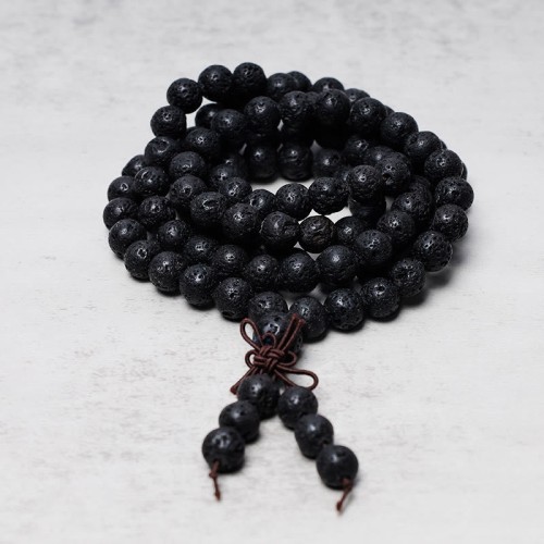 Lava Rock Beads Prayer Mala Necklace Lava Rock Beads Prayer Mala Necklace