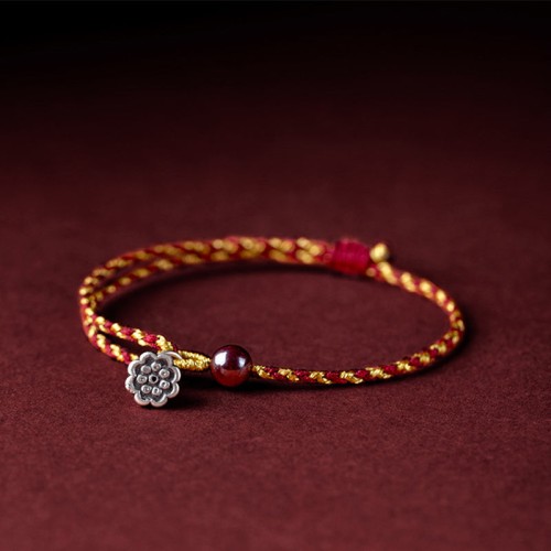 Red Gold Rope Lotus Peace Bracelet Red Gold Rope Lotus Peace Bracelet